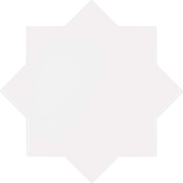 Apollo Tile Siena 5.35 in. x 5.35 in. Glossy White Ceramic Star-Shaped Wall and Floor Tile 5.37 sqft/case, 27PK MOR88BLNSTRA - main